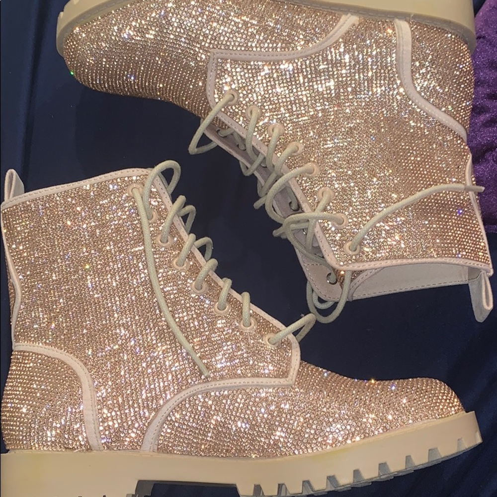 Glitter combat boots